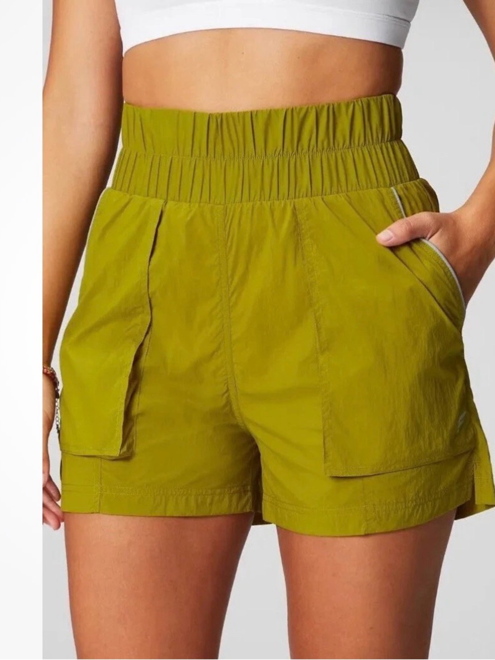 Women's Fabletics Olive Green High-Waist Utility Shorts size small